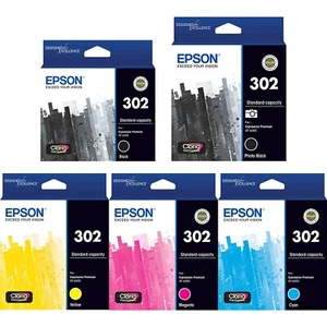 GENUINE Epson original 302 Toner de cartouche d'encre 5 Couleurs Value Pack Option