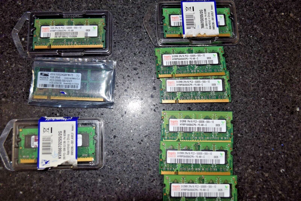 6GB ( lot of 1GB & 512MB ) DDR2 LAPTOP RAM MEMORY - Image 2 of 2