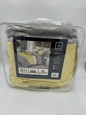 King Comforter Set 10 Piece Chic Home Serenity Midweight Yellow Grey 104 X 90"