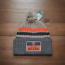 New '47 Brand NFL CHICAGO BEARS Stack Cuff Knit Adult Winter Pom Beanie Hat