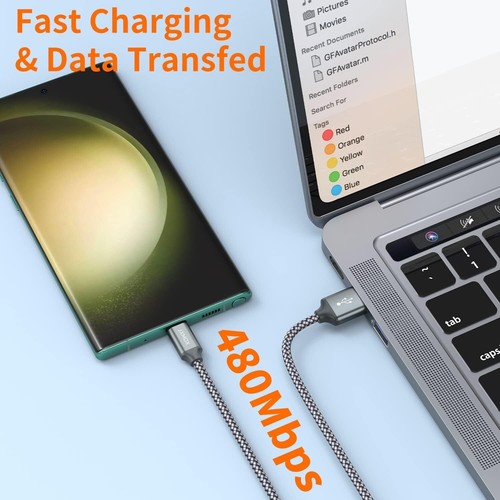 Short USB C Cable (1ft 3-Pack) USB A to Type-C Charger Cord 3.1A Fast C... - Picture 7 of 12