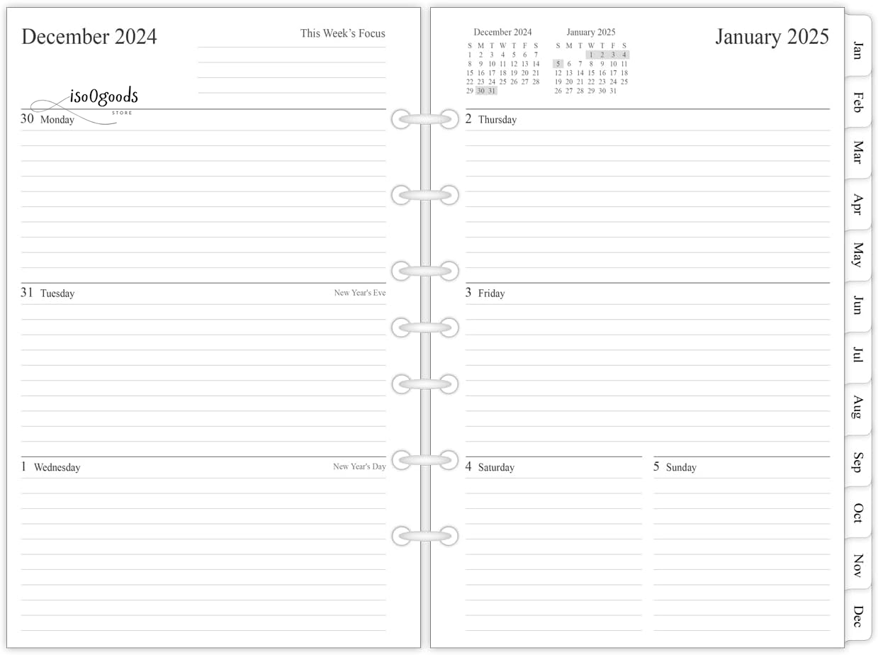 2025 Weekly & Monthly Planner Refill, 5-1/2