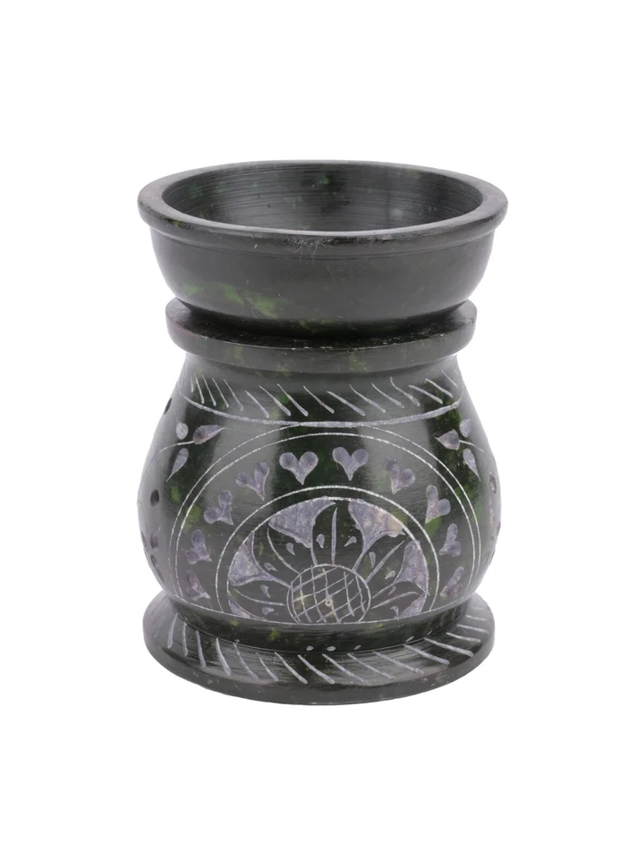 Soapstone carved Oil Burner Aroma Diffuser - 4 inches ( set of 2 ) - Image 2 of 4