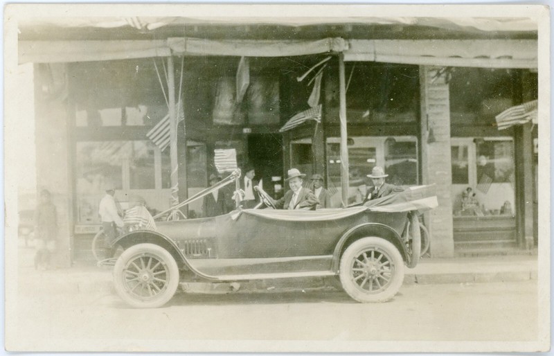 Antique RPPC 1916 Buick D-45 Touring Car & Ross Drugstore Armistice Parade 1918