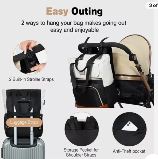 NEW Lekebaby Baby Changing Bag Backpack, Nappy Changing Backpack