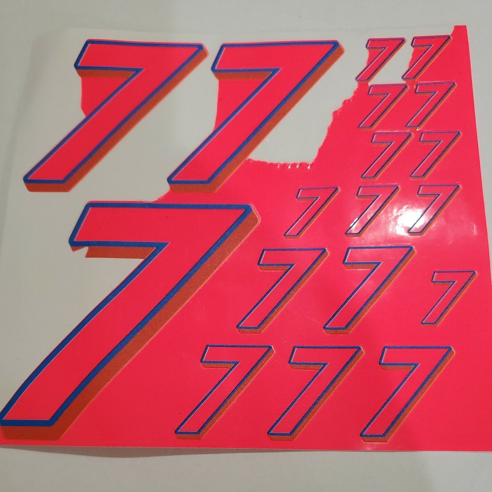DEFECTS PINK FLUORESCENT blu/gold Racing #7's Decal Sheet1/12 RC defects boxd