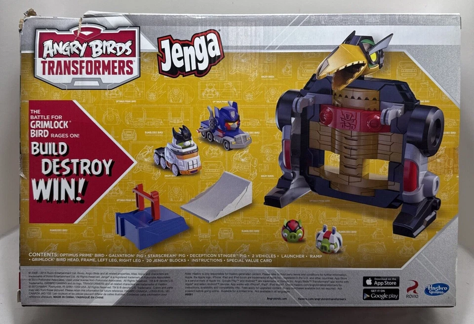 *DMG Box* Angry Birds Transformers Jenga Optimus Prime Attack Game Galvatron #K - Image 2 of 4