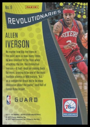 2017-18 Panini Revolution #9 Allen Iverson Revolutionaries - Imagen 2 de 2