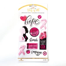 Paper House Production THIS IS US Collection 3D Stickers - BREAST CANCER, 12 pcs