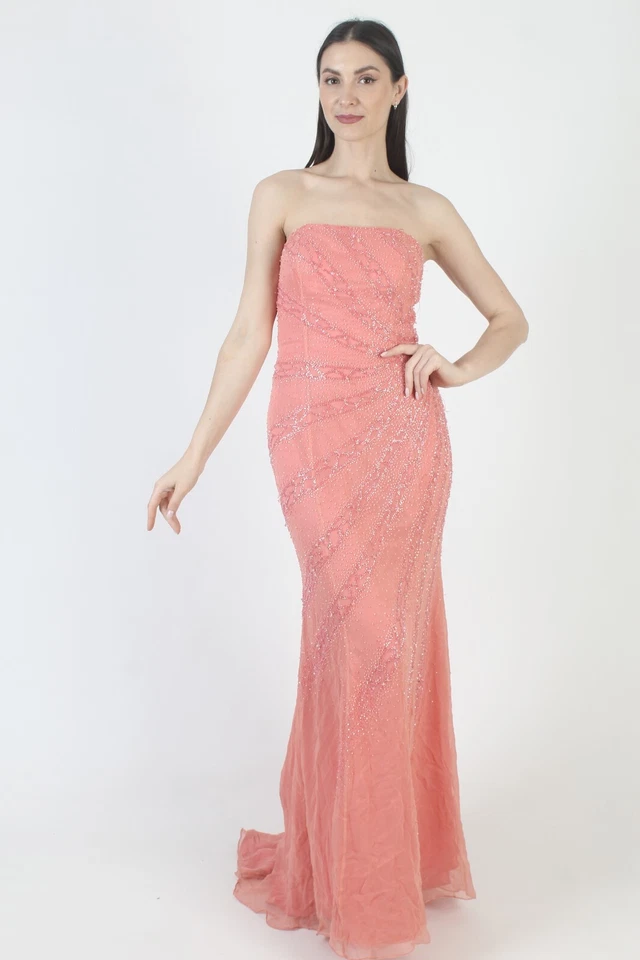 Sexy Vestido Alyce Designs Baile de graduación Rosa Con Cuentas Y2K Sin Tirantes Halter Espalda Abierta 8 Foto 3 de 4