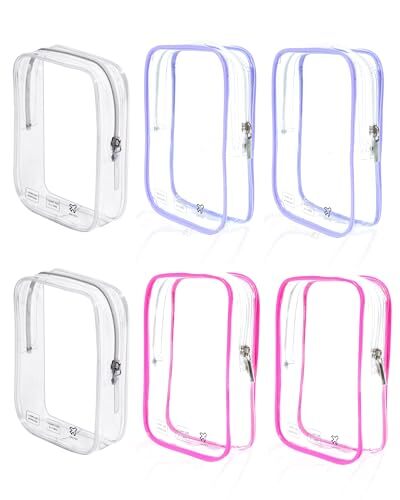 Packing Cubes Quart Size Travel Bag 6 Clear, Clear, Pink, Pink, Purple, Purple-image