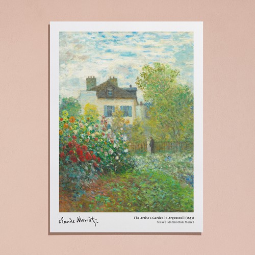 Claude Monet The Artist's Garden in Argenteuil 1873 Vintage Poster Art Print N20 - Picture 5 of 8