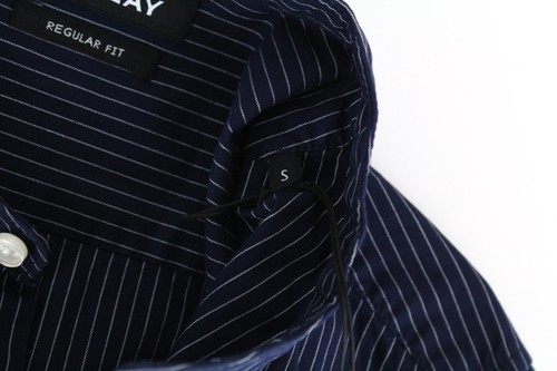 Replay Hombre CAMISA S Corte Normal Azul Algodón Puro Rayas Manga Larga - Imagen 6 de 10