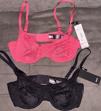 DKNY Modern Lace Unlined Demi T-Shirt Bra Lot Of 2 Black Sz 36D  Rose 34D 