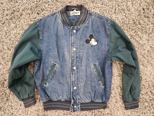 Vintage 90s Genus DISNEY Mickey Mouse Denim Jean Varsity Jacket Meduim Unisex