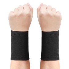 1-Pair Wrist Compression Sleeves Elastic Brace for Carpal Tunnel Support Black