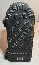 ANTIQUE HEAVY CAST IRON HARDINGE BROS. WATCHMAN'S STATION ADVERTISING KEY HOLDER