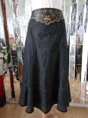 Jupe KENZO (Authentique) noire en Denim et cuir marque taille 38 Comme neuve - Photo 1/4
