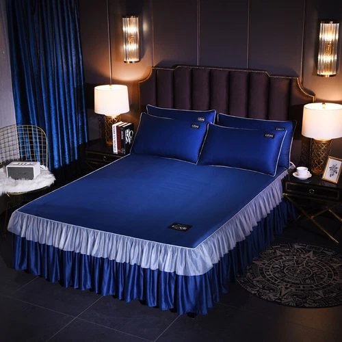 Luxus Satin Seide Bett Rock Staub Rüschen Elegant Bettlaken 14" Drop Queen King - Bild 27 von 41