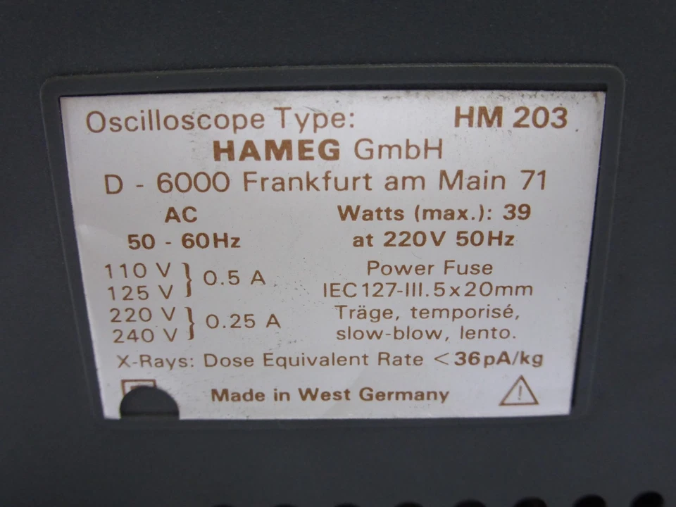 HAMEG DUAL TRACE OSCILLOSCOPE HM 203 - Bild 3 von 4