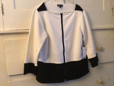 Worth New York Jacket Black And White Zipper Down Sz S Nwt $358.00