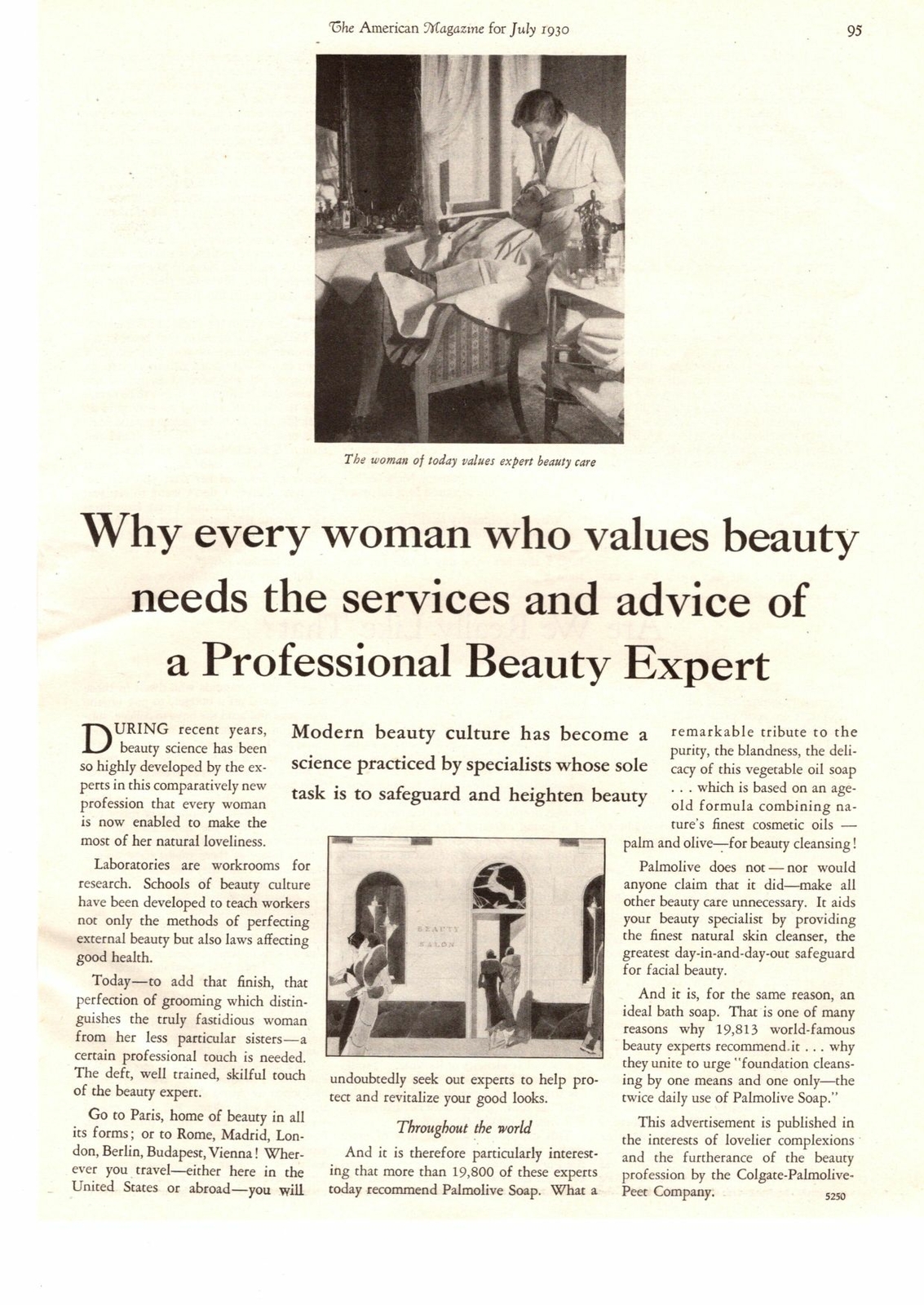 1930 Colgate Palmolive Peet Company Skin Care Art Deco Beauty Salon Print Ad