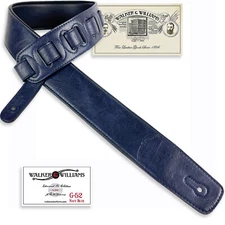 Walker & Williams G-52 Navy Blue Padded Guitar Strap w/Soft Glove Leather Back