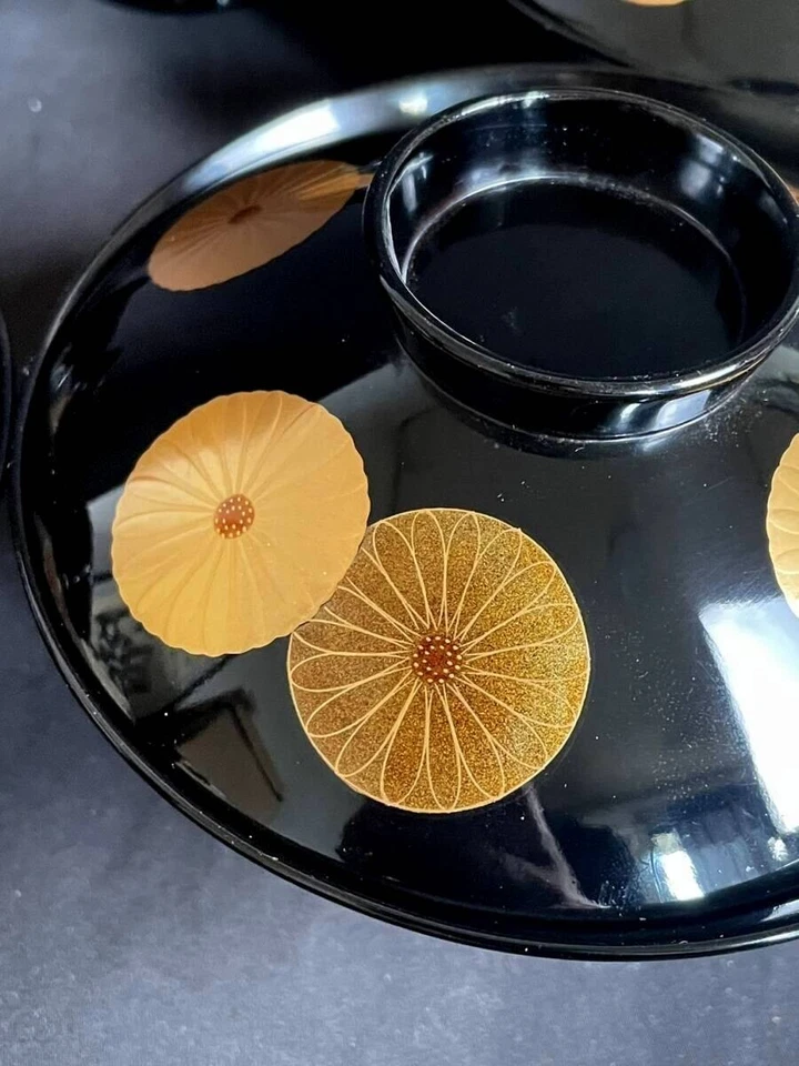 Japanese Antique, Lacquer ware.soup cups, a set of Five,Heiando,Gld Makie,..3926 - Image 2 of 4