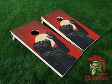 Ape Pointing Red Sun Cornhole Board Wraps Laminated Waterproof Non-Fading Skins