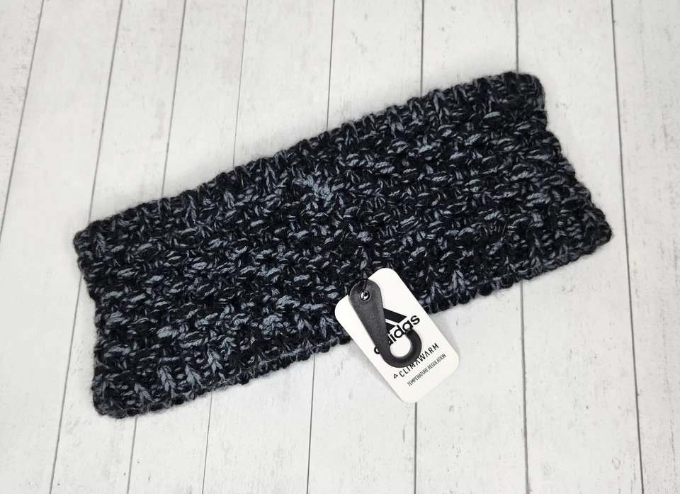 NUEVO CON ETIQUETAS ADIDAS MUJER DEPORTE CORRER ENTRENAMIENTO TEJIDO DIADEMA NEGRO GRIS Foto 2 de 4