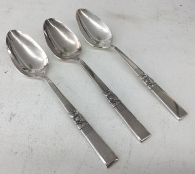 3 Oneida Place Oval Soup Spoons Morning Star Silverplate 1948