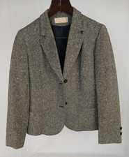 Pendleton Jacket Women's Size 12 Gray 100% Wool Cropped Blazer Made In USA