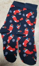 CHRISTMAS Gift Print Socks Unisex Size 9-11 CANDY CANE STOCKING SANTA