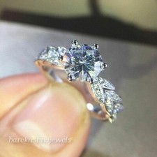 2.91CT Lab-Created Round Cut Diamond 14K White Gold Over Engagement Wedding Ring