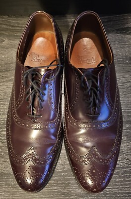 Allen Edmonds Lloyd Mens 8.5 B Burgundy Leather Wingtip 