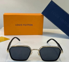Louis Vuitton Square Black Sunglasses Gold Trim Tinted Lens for Men