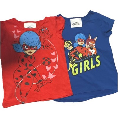 ZAG Girls Ladybug Red Blue Short Sleeve Crew Neck Graphic T-Shirts Size 4