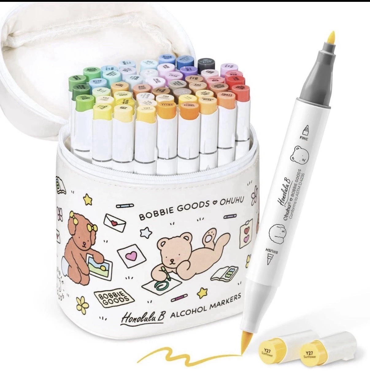 Ohuhu Bobbie Goods  Illustration Markers Set 48 Colors Brush Fine Tip Blender