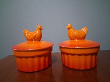 Ramekin Brulee Dish, Swiss Pro Cookware Orange Chicken on Lid  Mini Casserole