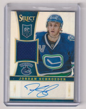2013/14 PANINI SELECT JORDAN SCHROEDER AUTO PATCH ROOKIE #ed 09/99 card #237