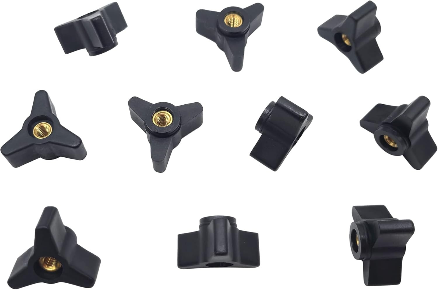 Taytools 770832 Lot 10 Each 1/4-20 Female Thread Tri-Star Knobs 1-3/16 Black 