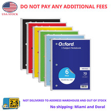 Spiral Notebooks, 6 Pack, 1 Subject, Wide Ruled Notebooks for School, 8 x 10.5 I