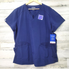 Women's Scrubstar 2XL Indigo Blue Top V Notch Neck Performance Scrub Top NWT