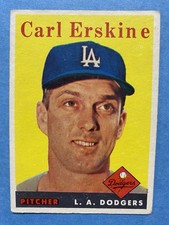 1958 Topps - Carl Erskine #258 Los Angeles Dodgers HOF Baseball Card