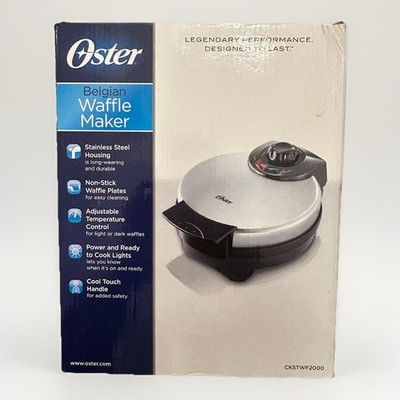Vintage Oster Belgian Waffle Maker Stainless & Black (Model CKSTWF2000) Open Box
