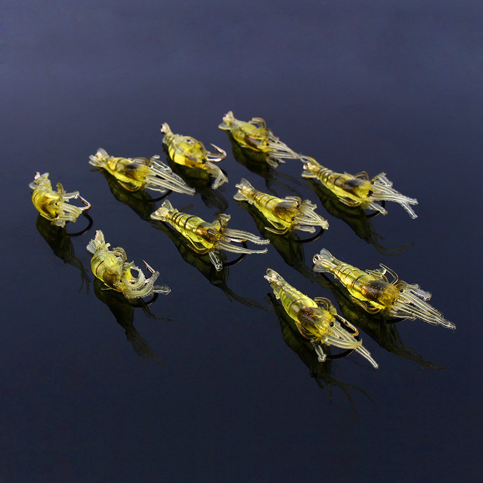 10pcs Shrimp Simulation Soft Prawn Lure Bait Hook Tackle Bass Fishing Lures LW