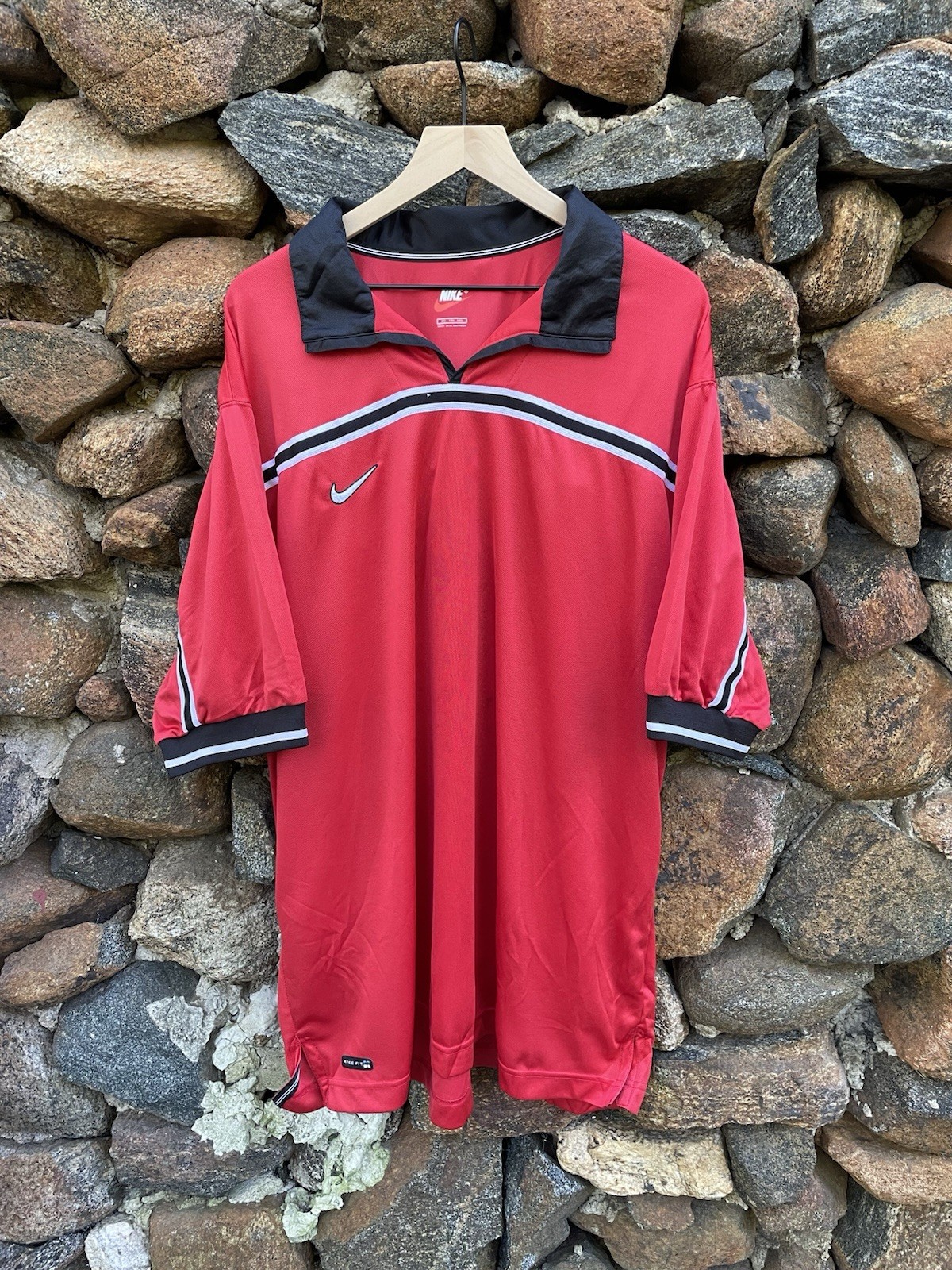 Vintage 90s Nike Soccer Jersey Red And Black Team Nike Kit Size Xxl Rare