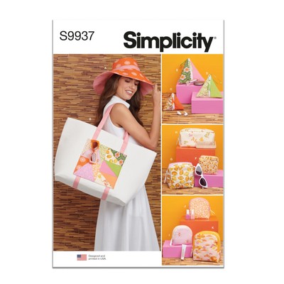Hat Tote Bag and Zipper Cases Sewing Pattern Packet Design Code S9937 Sizes V...