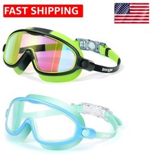 Swim Goggles 2 Pack Anti-Fog Anti-UV Wide View Swimming Goggles for Kids 3-14