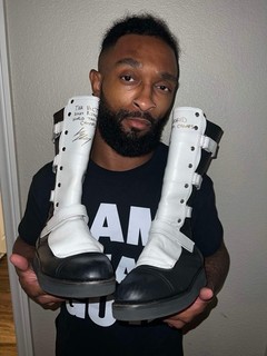 STIVALI CHRIS BEY TNA PPV RING INDOSSATI USATI CON SCRITTA GEAR PROOF Bullet Club Impact